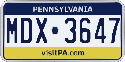 PA license plate MDX3647