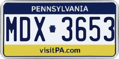 PA license plate MDX3653