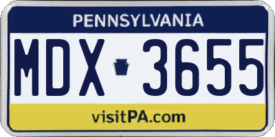 PA license plate MDX3655