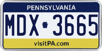 PA license plate MDX3665