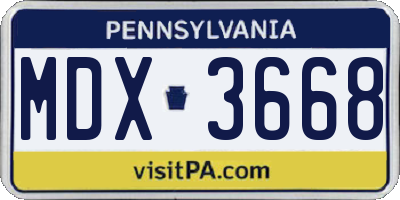 PA license plate MDX3668