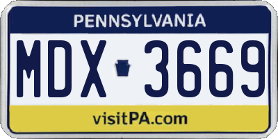 PA license plate MDX3669