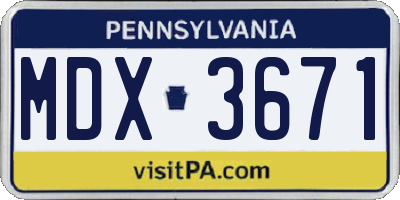 PA license plate MDX3671