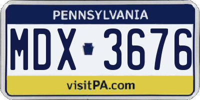 PA license plate MDX3676