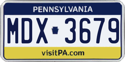 PA license plate MDX3679