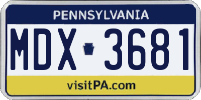 PA license plate MDX3681