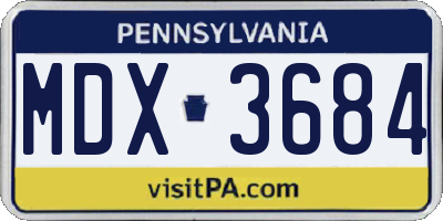 PA license plate MDX3684