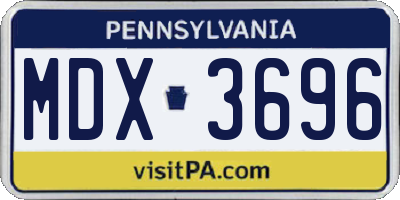 PA license plate MDX3696