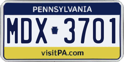 PA license plate MDX3701