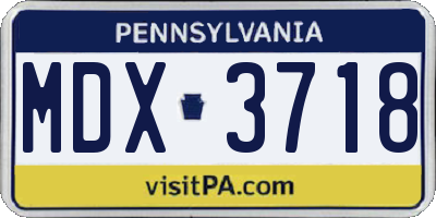 PA license plate MDX3718