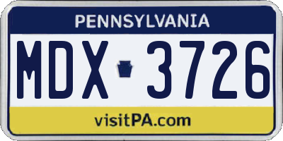 PA license plate MDX3726