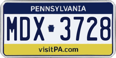 PA license plate MDX3728