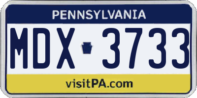 PA license plate MDX3733
