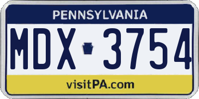 PA license plate MDX3754