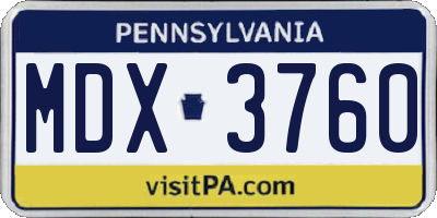 PA license plate MDX3760
