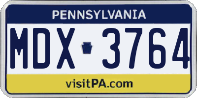 PA license plate MDX3764