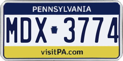 PA license plate MDX3774