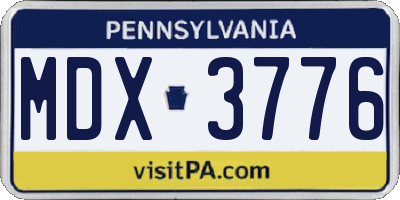 PA license plate MDX3776