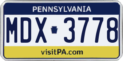 PA license plate MDX3778
