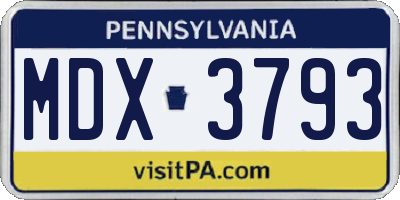 PA license plate MDX3793