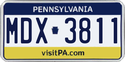 PA license plate MDX3811