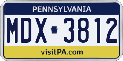 PA license plate MDX3812