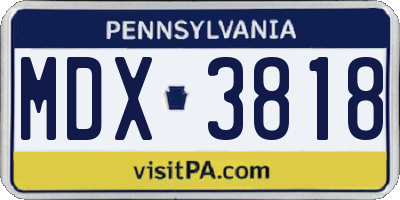PA license plate MDX3818