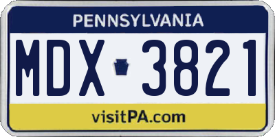 PA license plate MDX3821