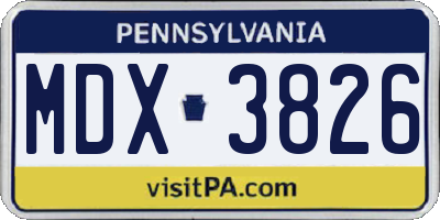 PA license plate MDX3826