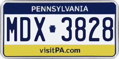 PA license plate MDX3828