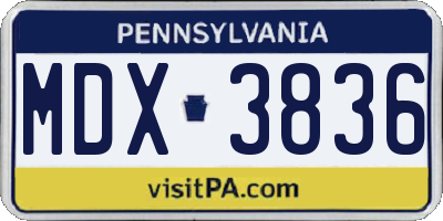 PA license plate MDX3836