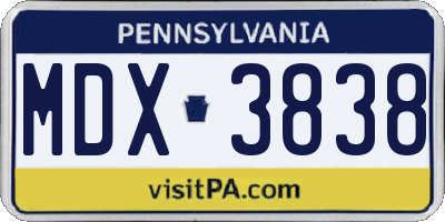 PA license plate MDX3838
