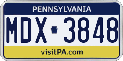 PA license plate MDX3848