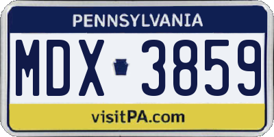 PA license plate MDX3859