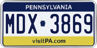 PA license plate MDX3869