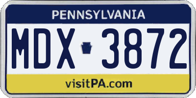 PA license plate MDX3872