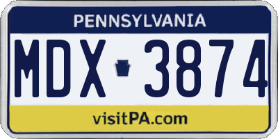 PA license plate MDX3874