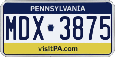 PA license plate MDX3875