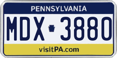 PA license plate MDX3880