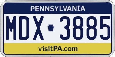 PA license plate MDX3885
