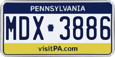 PA license plate MDX3886