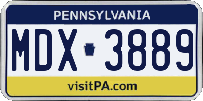 PA license plate MDX3889