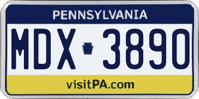 PA license plate MDX3890