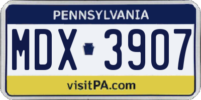 PA license plate MDX3907
