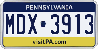 PA license plate MDX3913