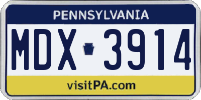 PA license plate MDX3914