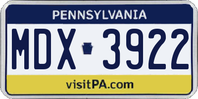PA license plate MDX3922