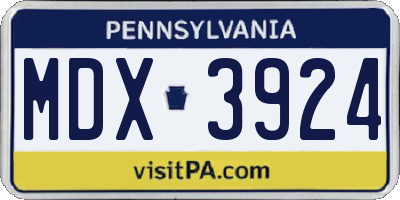 PA license plate MDX3924