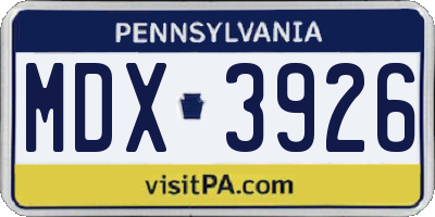 PA license plate MDX3926