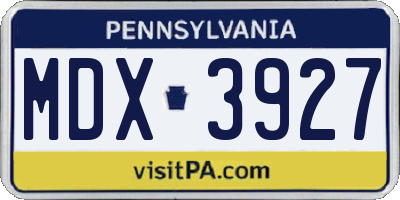 PA license plate MDX3927